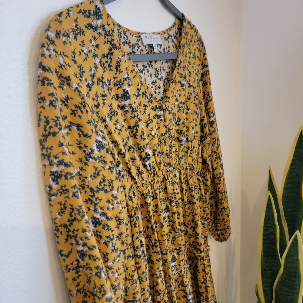Hayden Los Angeles Dress Women’s Small Yellow Floral Flowy BOHO Cottagecore